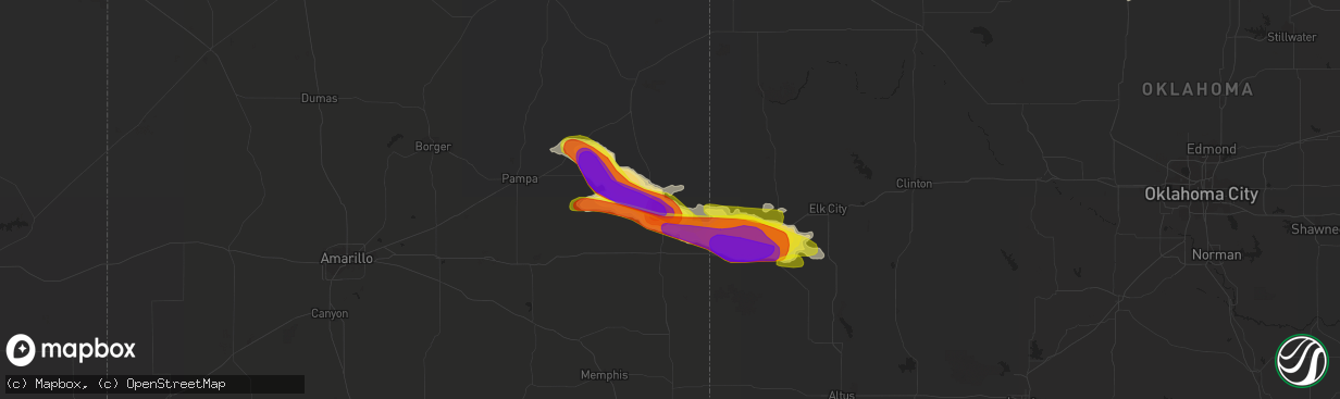 Hail map in Wheeler, TX on May 29, 2018