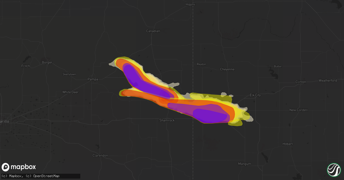 Hail map in Wheeler, TX on May 29, 2018