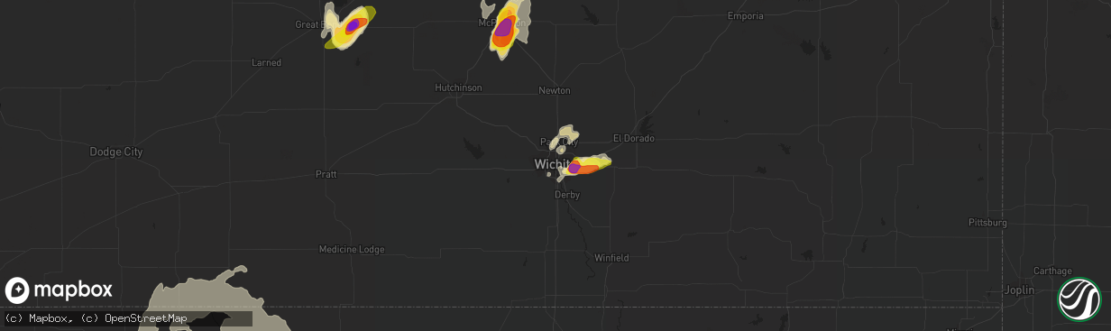 Hail map in Wichita, KS on May 29, 2018