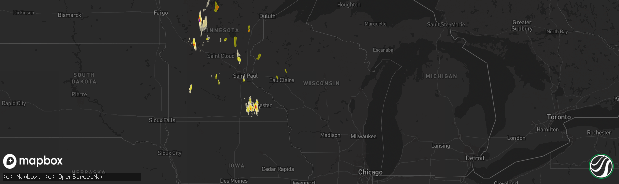 Hail map in Wisconsin on May 29, 2018