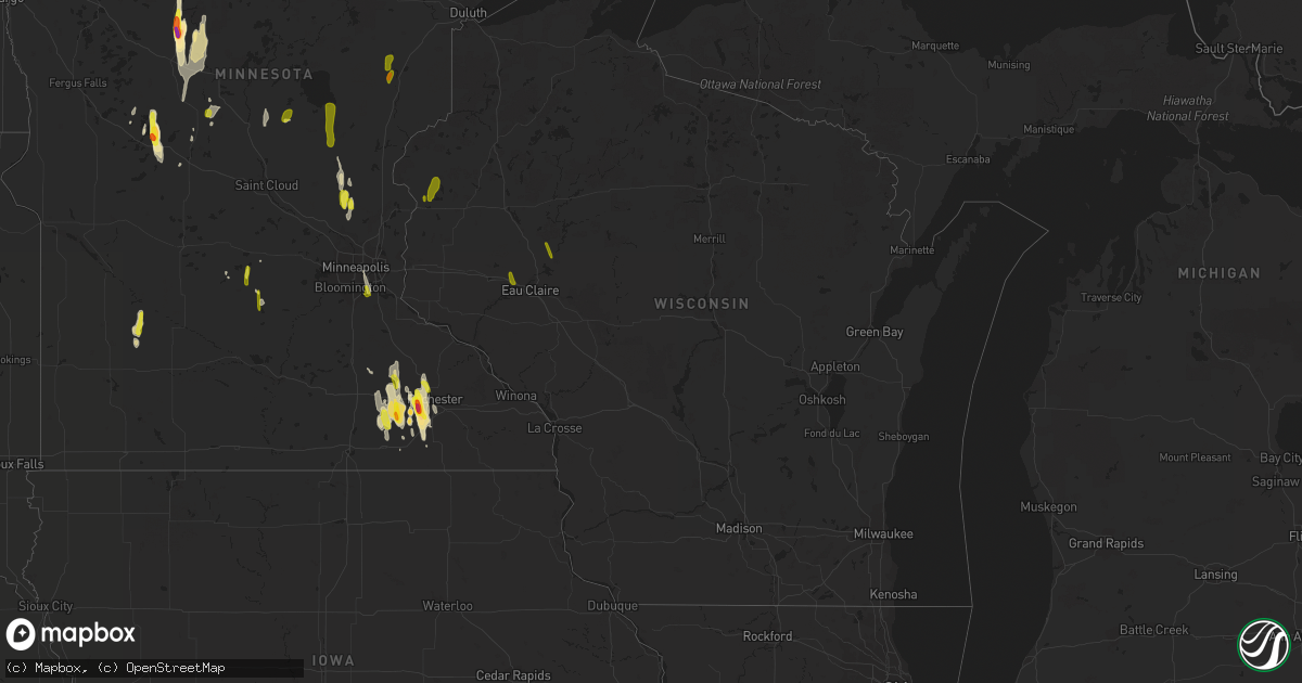 Hail map in Wisconsin on May 29, 2018