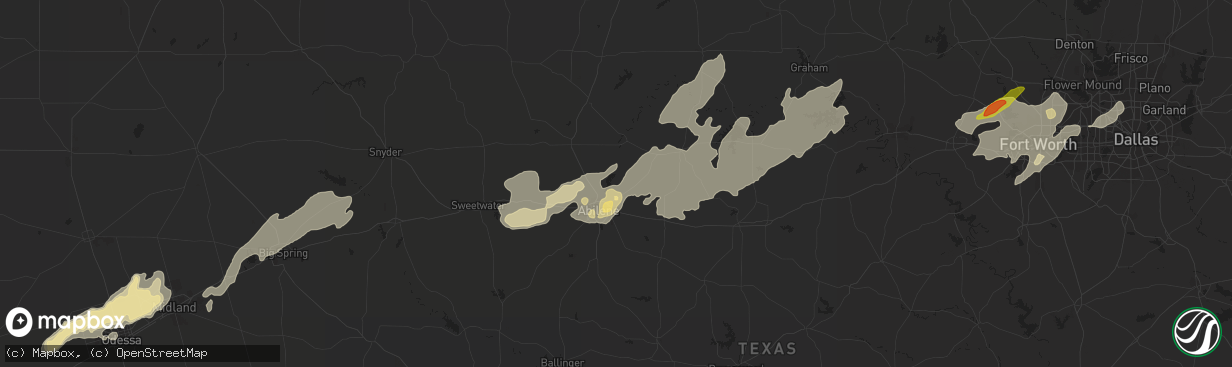 Hail map in Abilene, TX on May 29, 2019