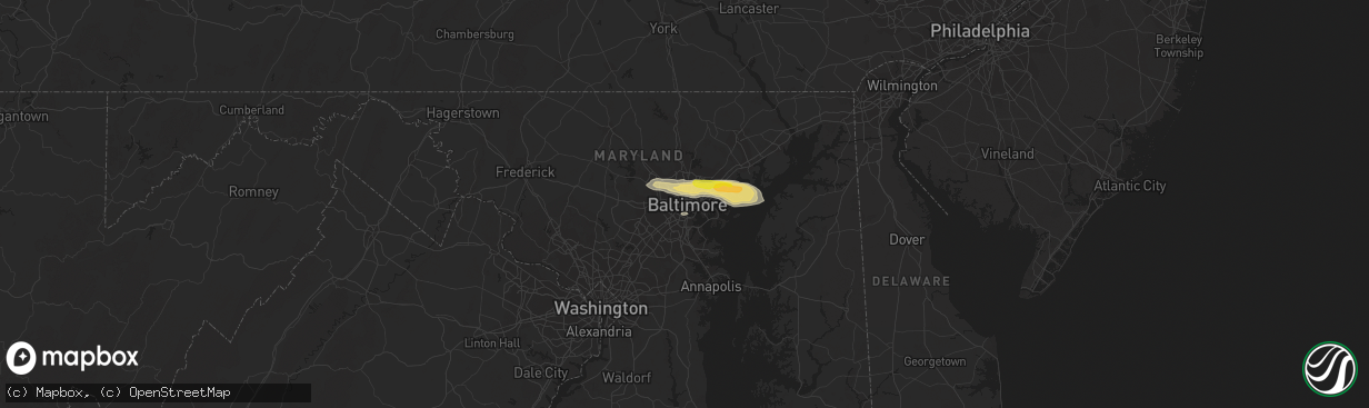 Hail map in Baltimore, MD on May 29, 2019