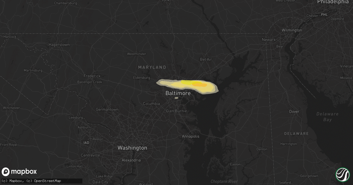 Hail map in Baltimore, MD on May 29, 2019