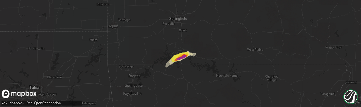 Hail map in Branson, MO on May 29, 2019