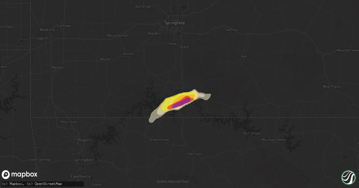 Hail map in Branson, MO on May 29, 2019