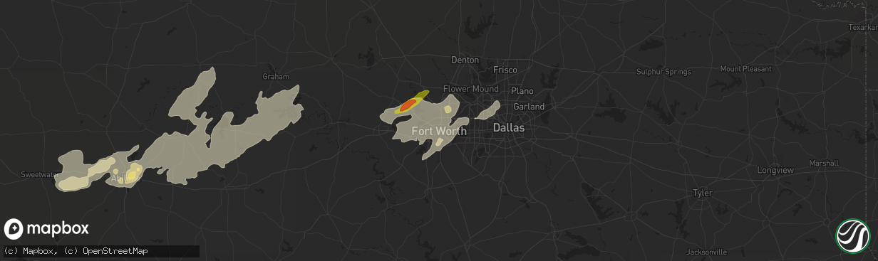 Hail map in Fort Worth, TX on May 29, 2019