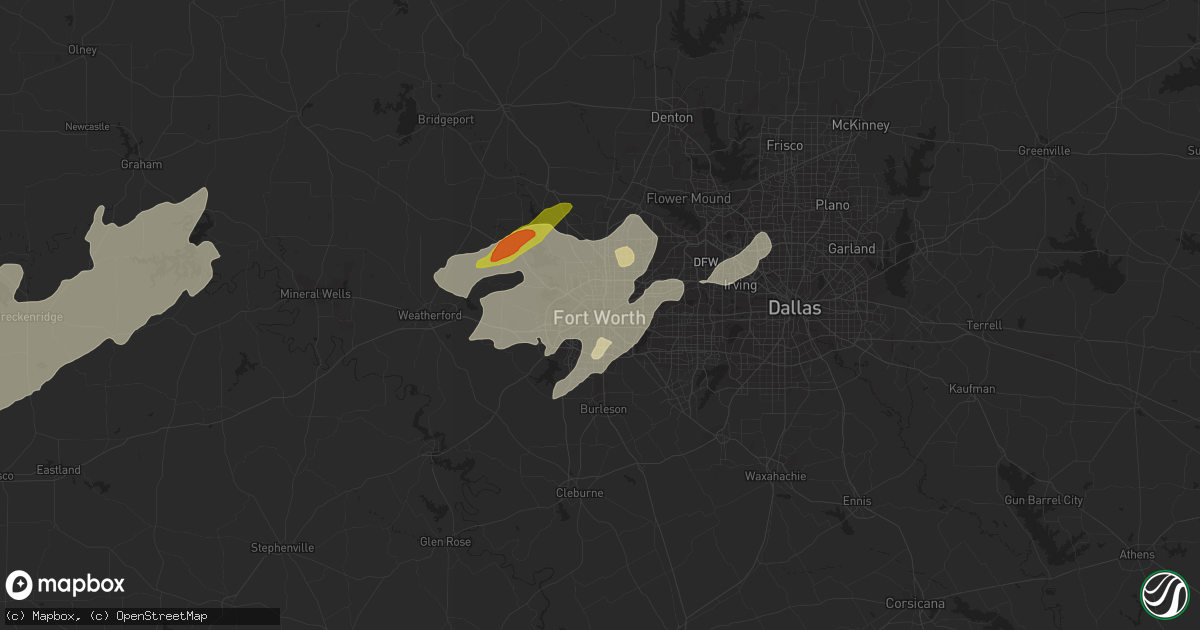 Hail map in Fort Worth, TX on May 29, 2019