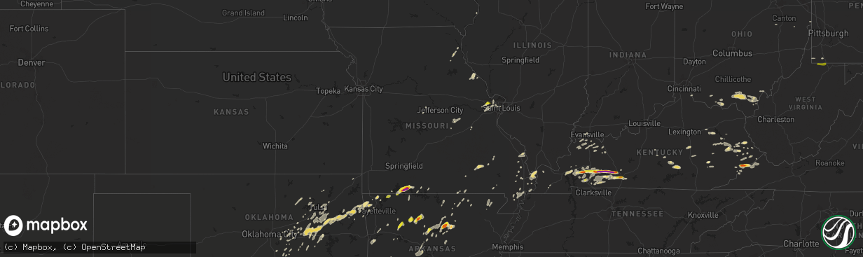 Hail map in Missouri on May 29, 2019