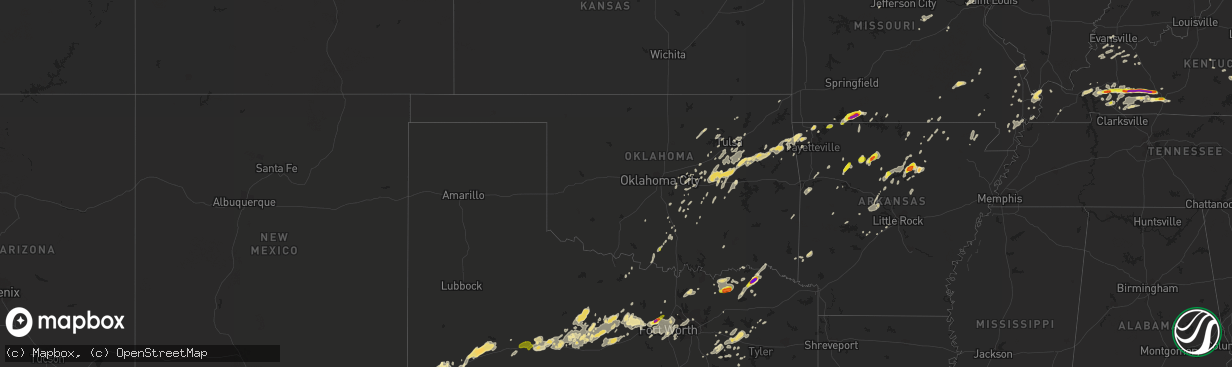 Hail map in Oklahoma on May 29, 2019