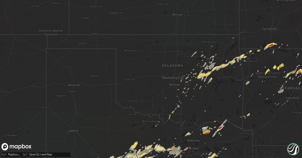 Hail map in Oklahoma on May 29, 2019