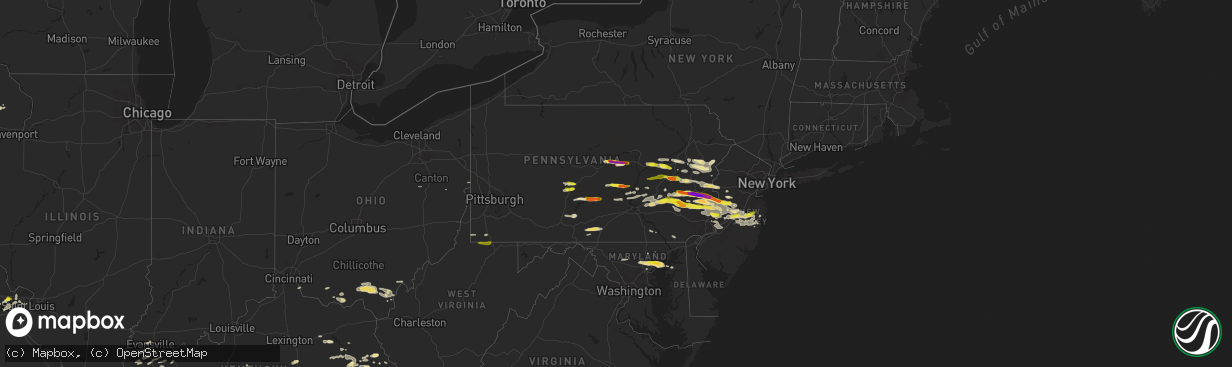 Hail map in Pennsylvania on May 29, 2019