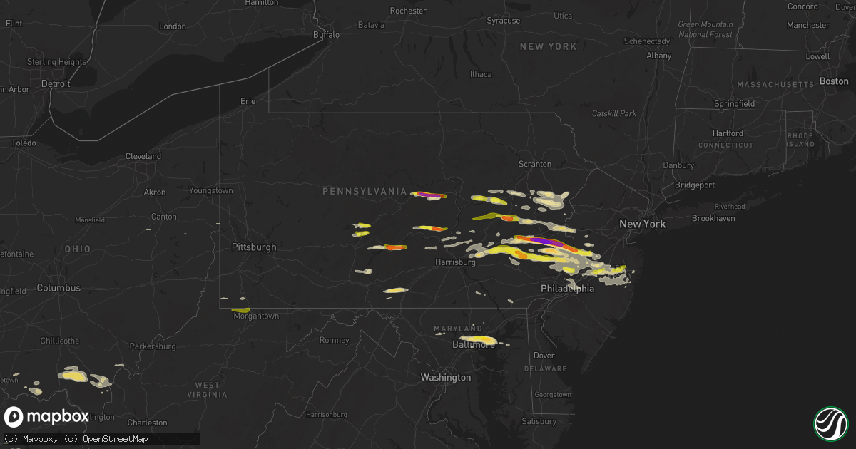 Hail map in Pennsylvania on May 29, 2019