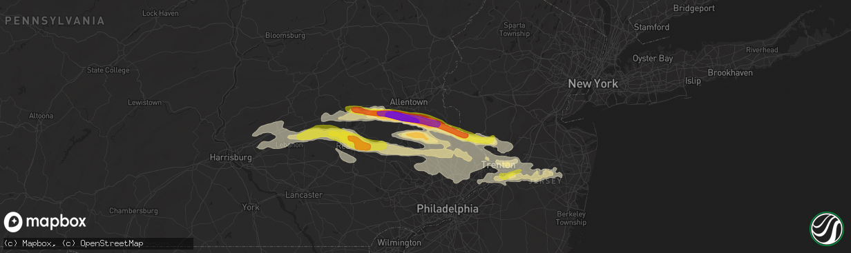 Hail map in Quakertown, PA on May 29, 2019