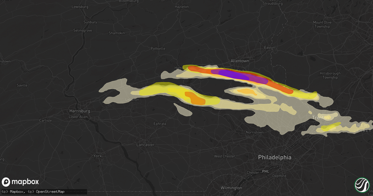 Hail map in Reading, PA on May 29, 2019