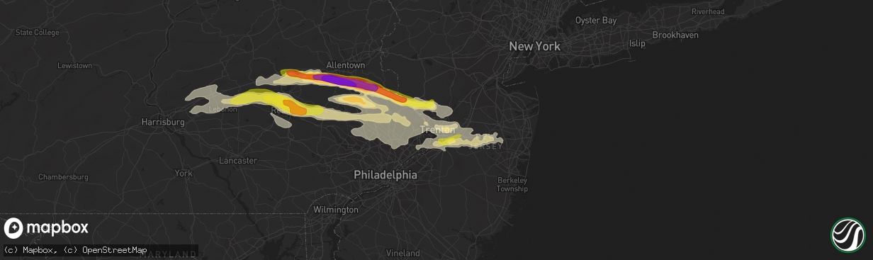 Hail map in Trenton, NJ on May 29, 2019