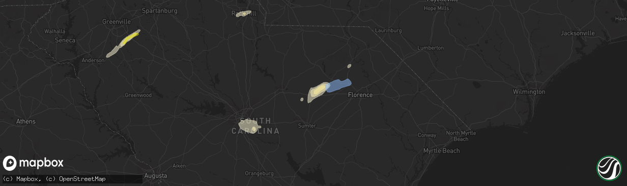 Hail map in Bishopville, SC on May 29, 2020