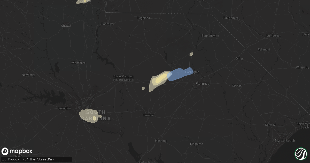 Hail map in Bishopville, SC on May 29, 2020