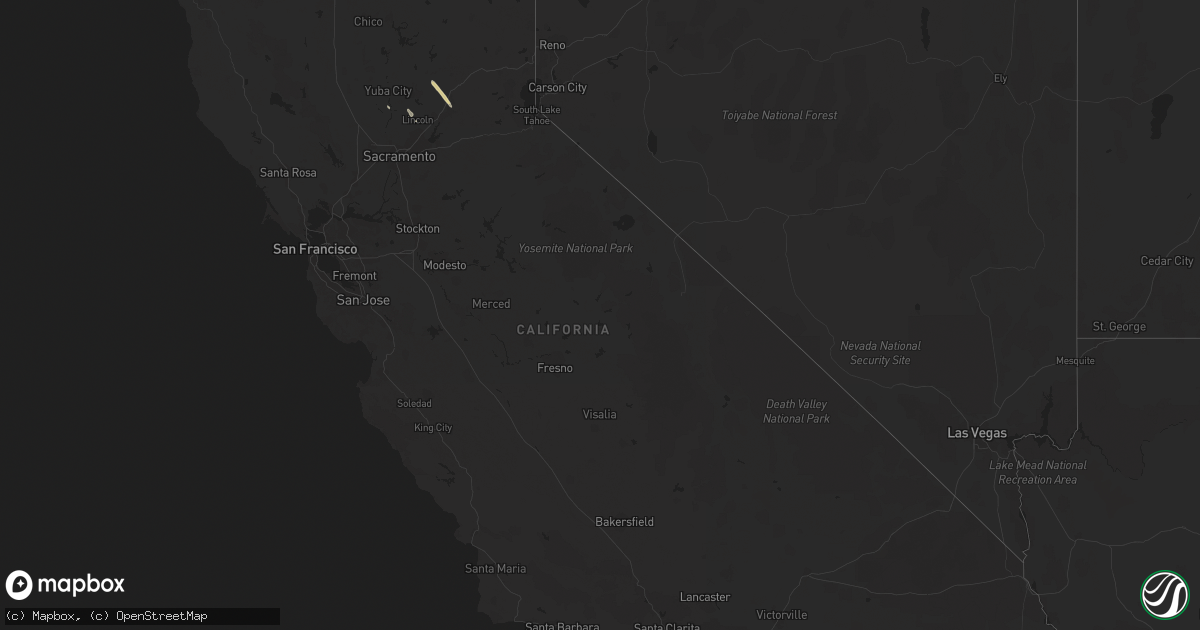 Hail map in California on May 29, 2020