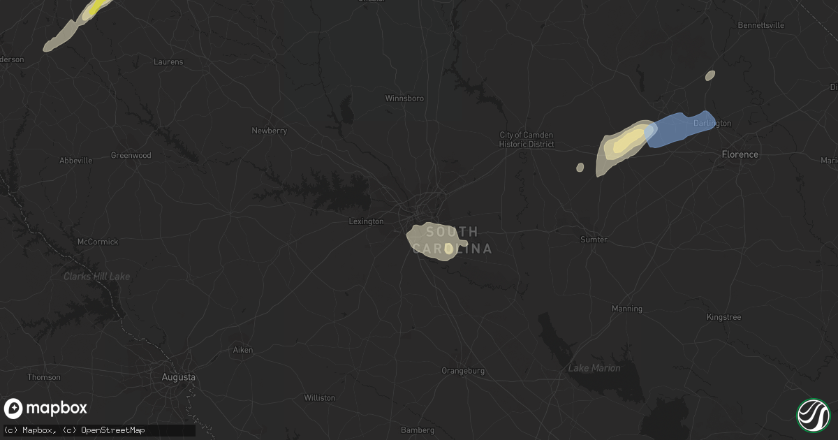 Hail map in Columbia, SC on May 29, 2020
