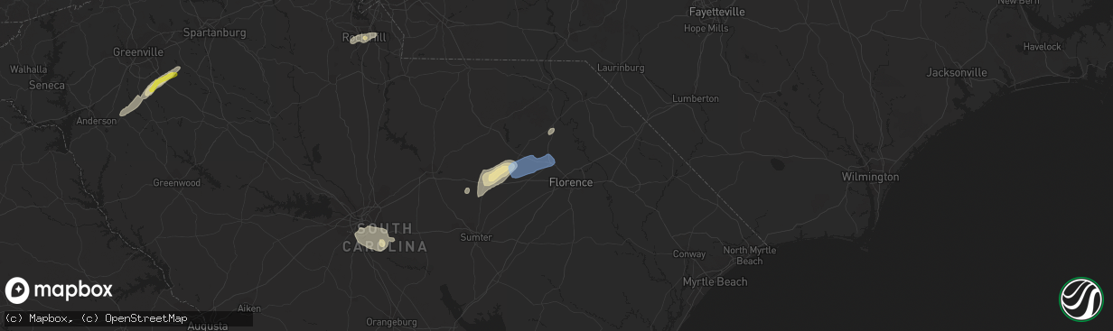 Hail map in Darlington, SC on May 29, 2020