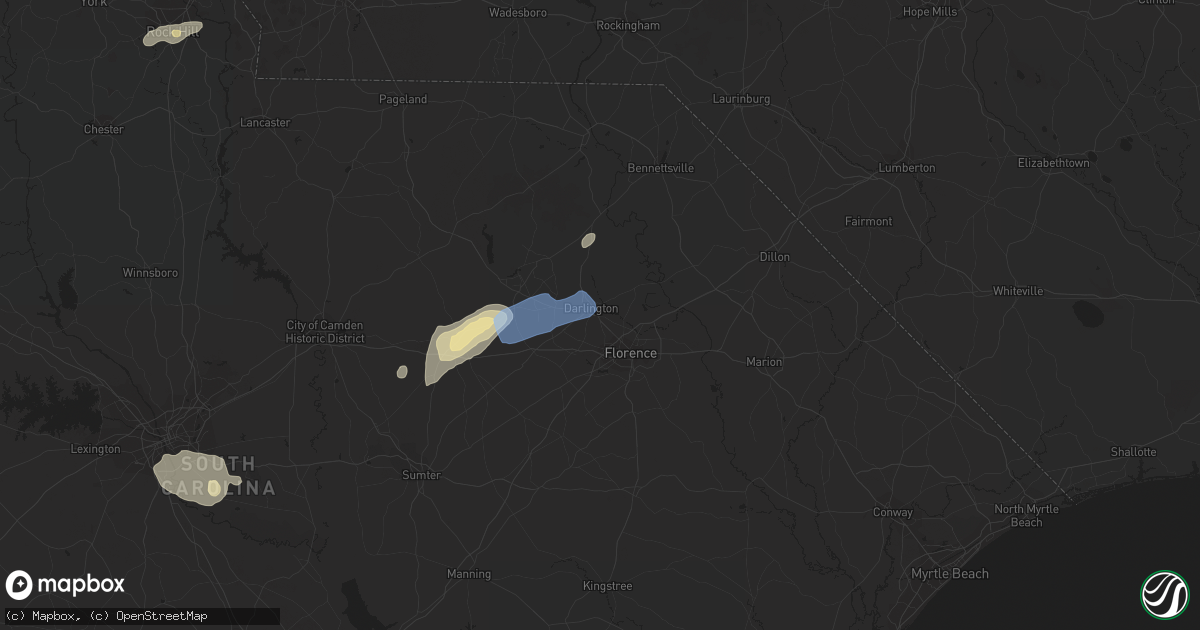 Hail map in Darlington, SC on May 29, 2020