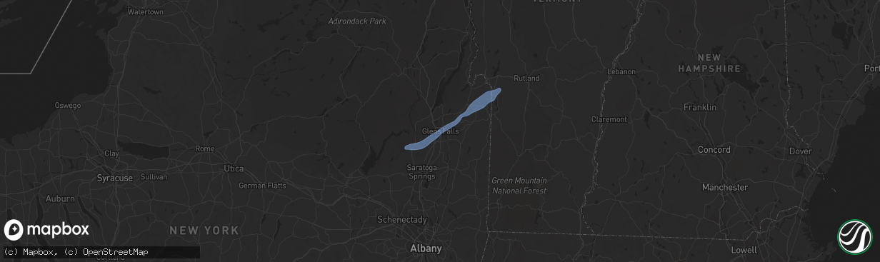 Hail map in Glens Falls, NY on May 29, 2020