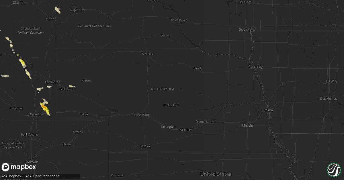 Hail map in Nebraska on May 29, 2020