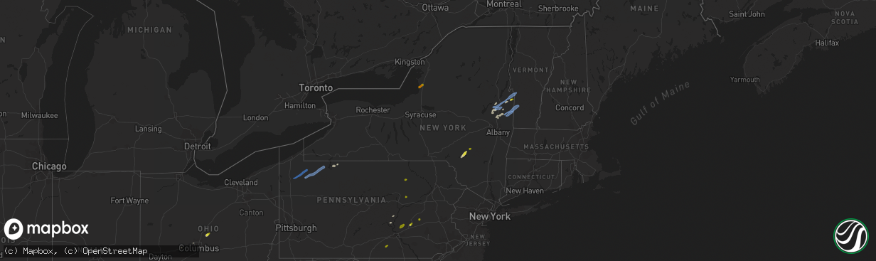 Hail map in New York on May 29, 2020