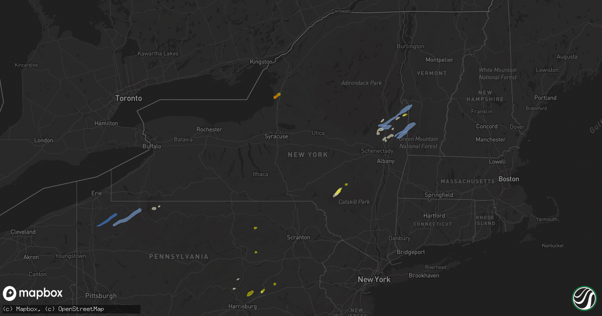 Hail map in New York on May 29, 2020