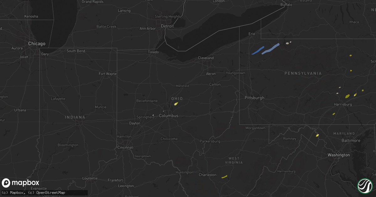 Hail map in Ohio on May 29, 2020