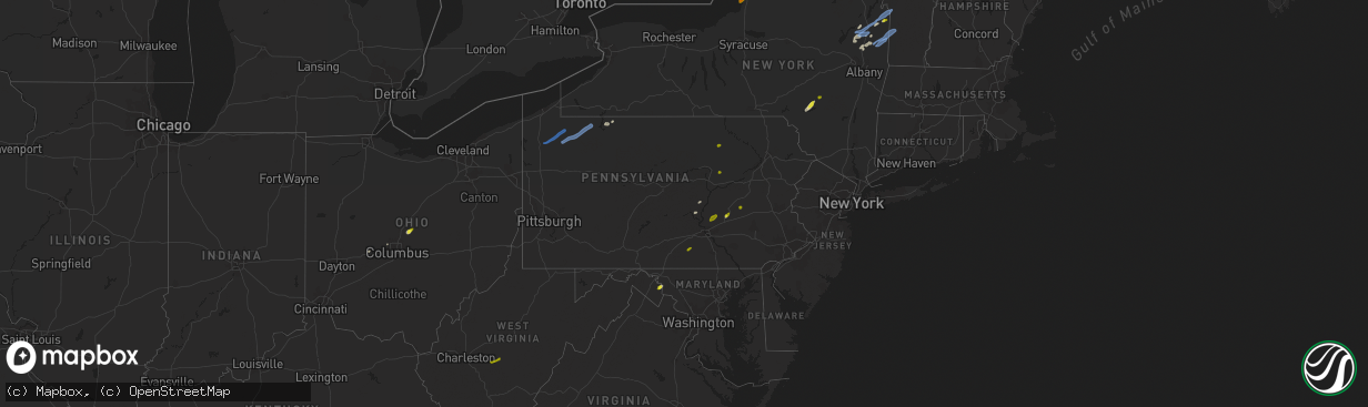 Hail map in Pennsylvania on May 29, 2020