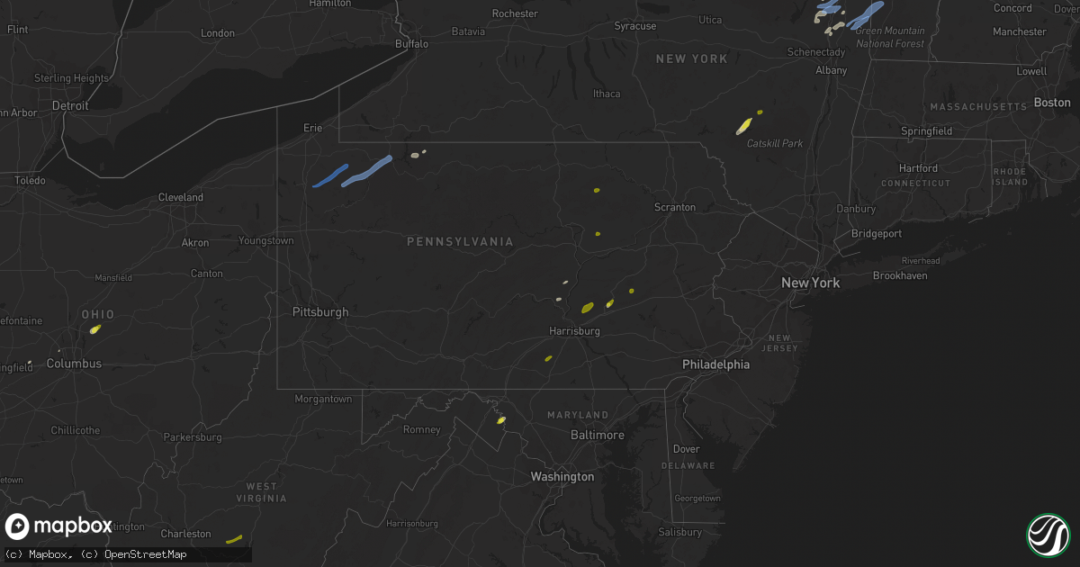 Hail map in Pennsylvania on May 29, 2020