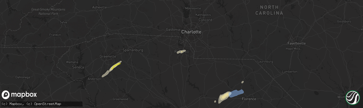 Hail map in Rock Hill, SC on May 29, 2020