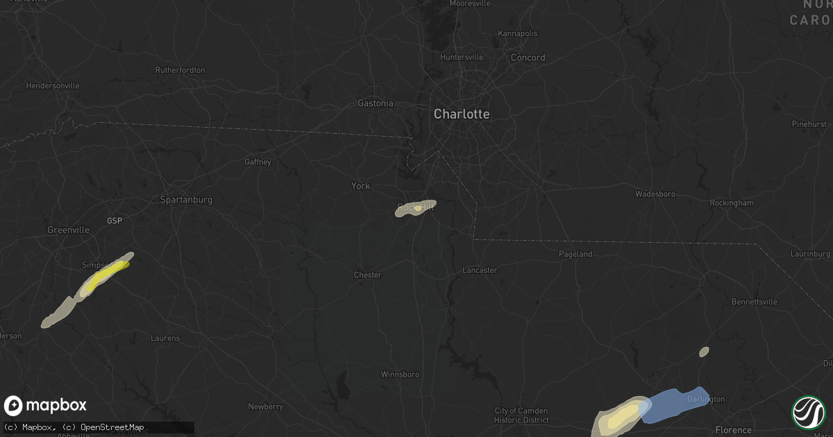 Hail map in Rock Hill, SC on May 29, 2020