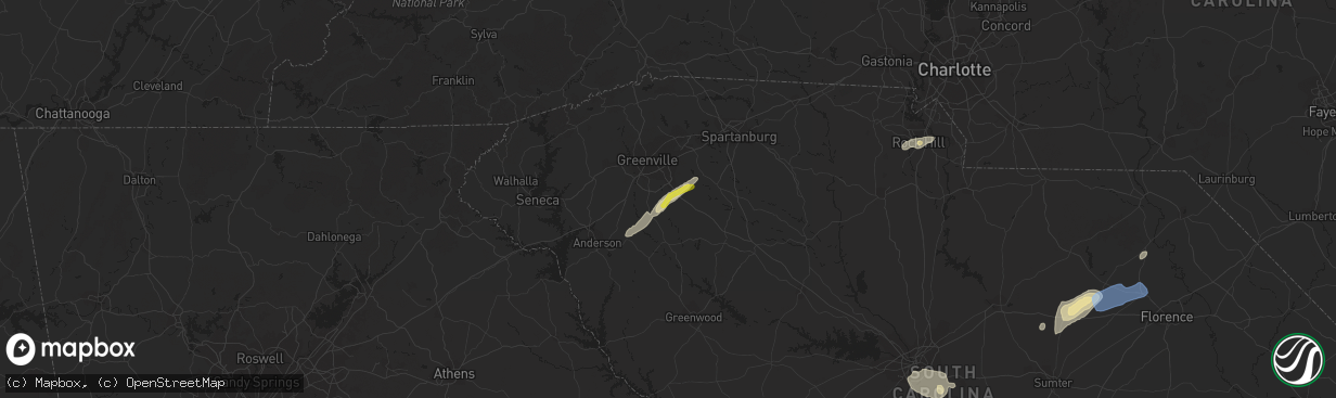 Hail map in Simpsonville, SC on May 29, 2020