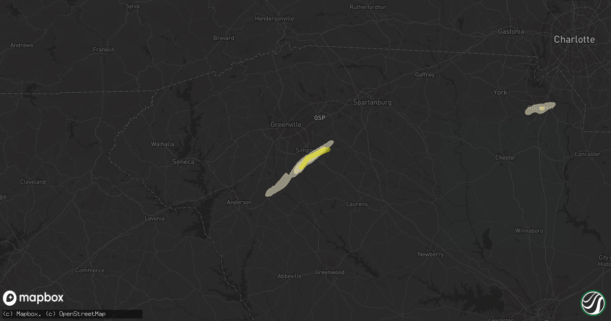 Hail map in Simpsonville, SC on May 29, 2020