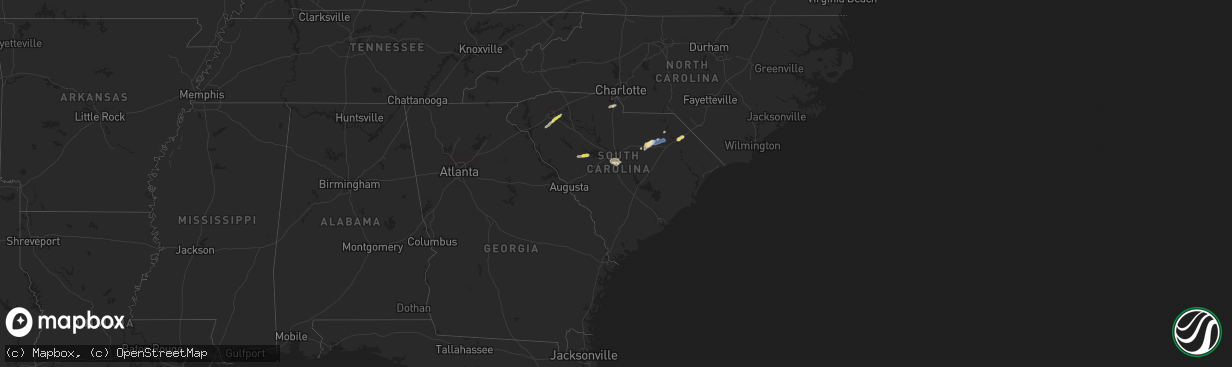 Hail map in South Carolina on May 29, 2020