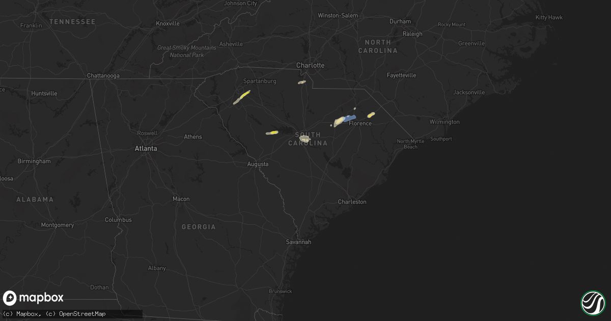 Hail map in South Carolina on May 29, 2020