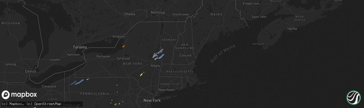 Hail map in Vermont on May 29, 2020