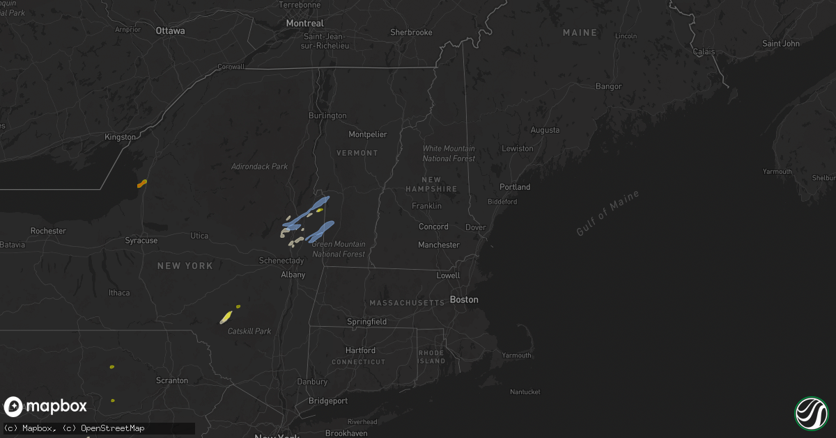 Hail map in Vermont on May 29, 2020