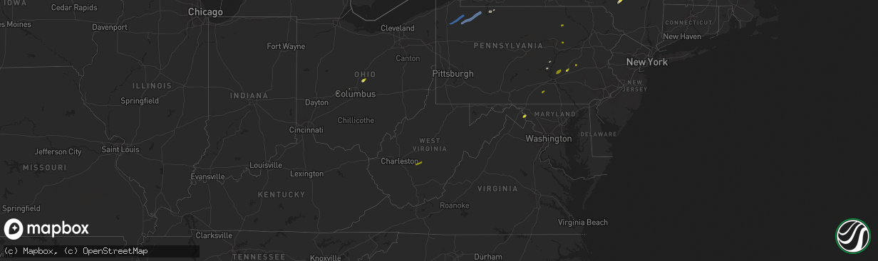 Hail map in West Virginia on May 29, 2020