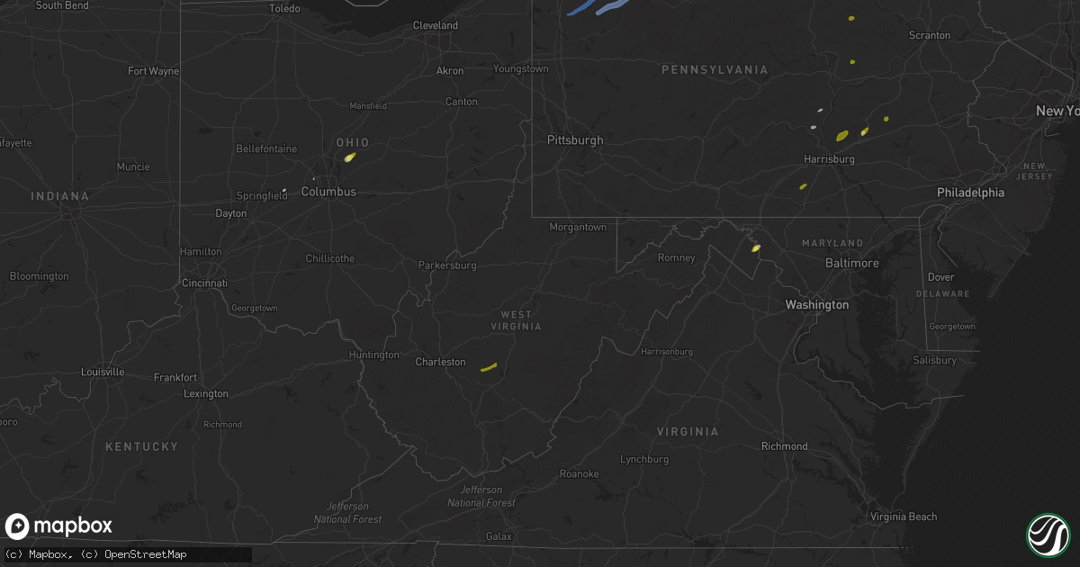 Hail map in West Virginia on May 29, 2020