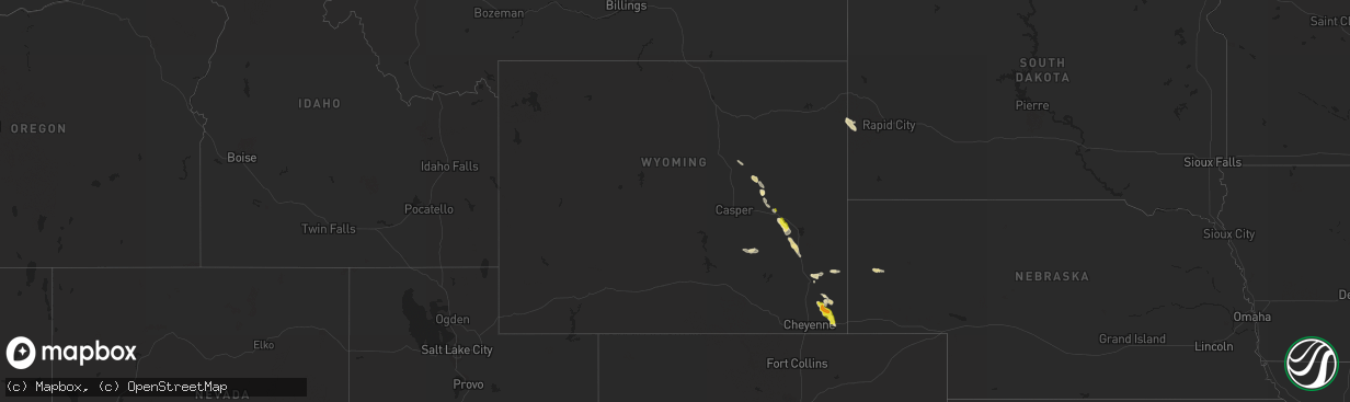 Hail map in Wyoming on May 29, 2020