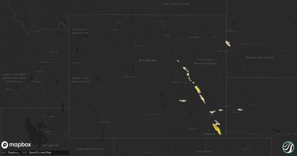 Hail map in Wyoming on May 29, 2020