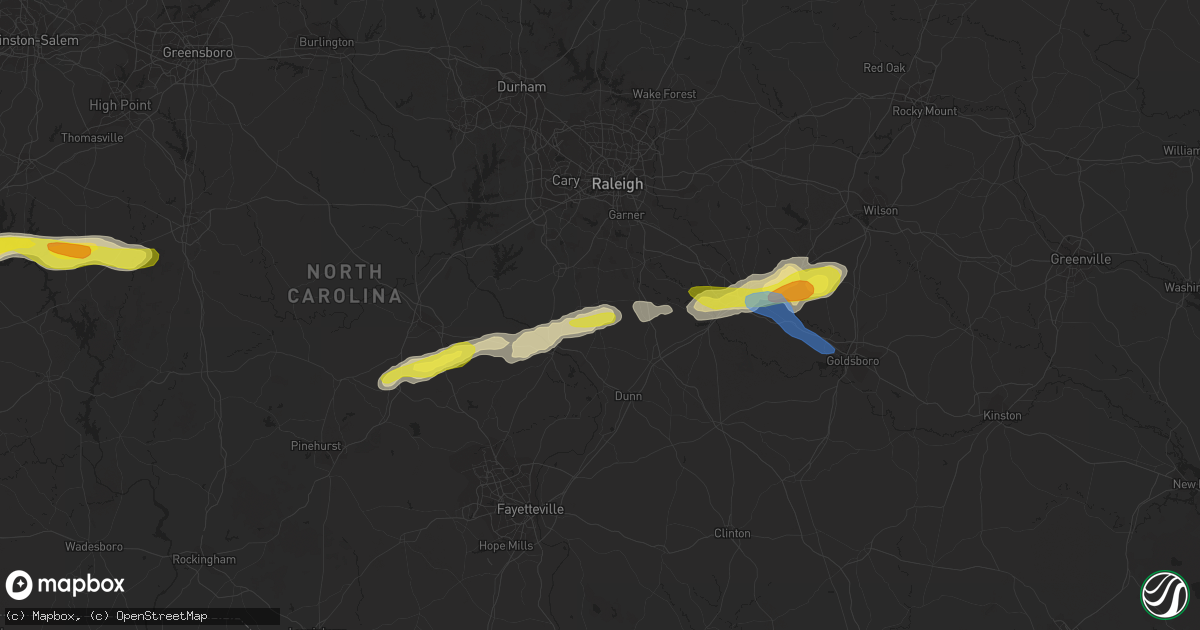 Hail map in Angier, NC on May 29, 2021