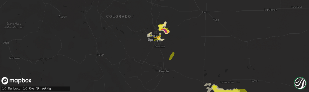 Hail map in Colorado Springs, CO on May 29, 2021