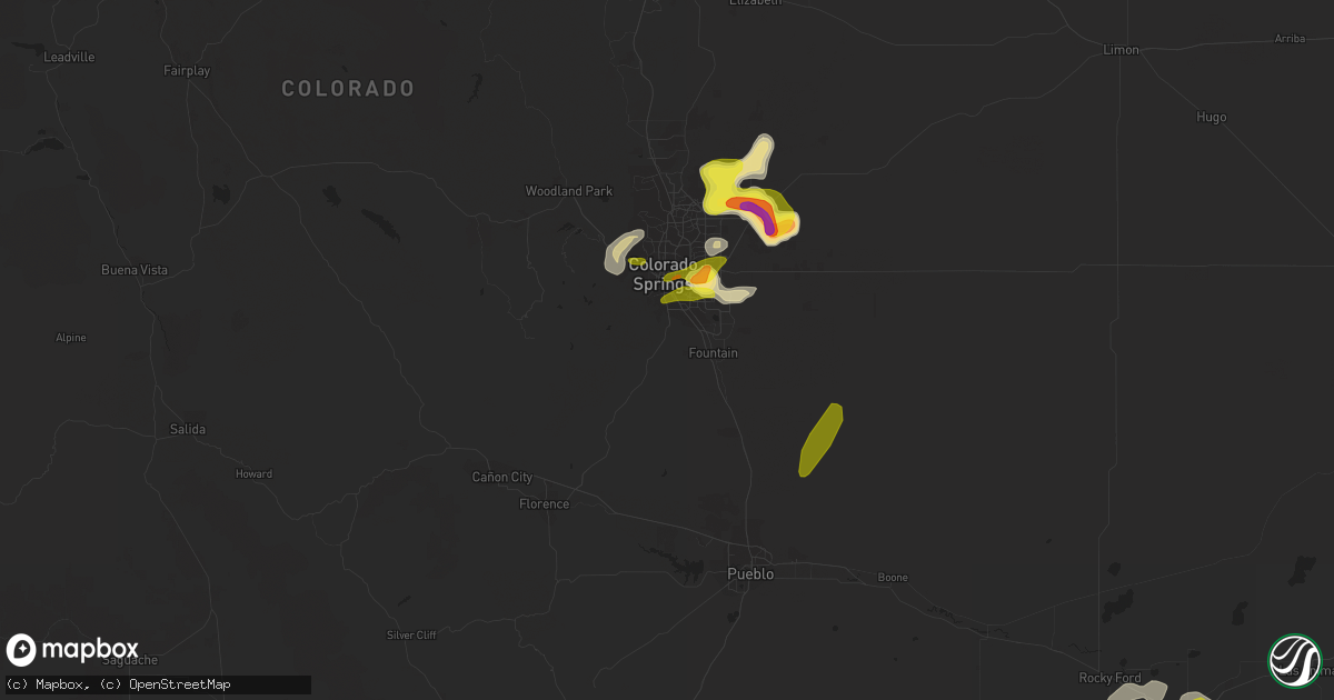 Hail map in Colorado Springs, CO on May 29, 2021