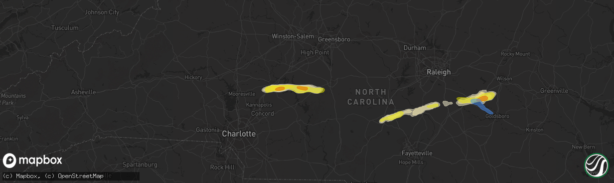 Hail map in Denton, NC on May 29, 2021