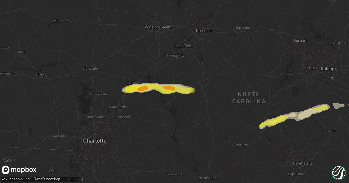 Hail map in Denton, NC on May 29, 2021